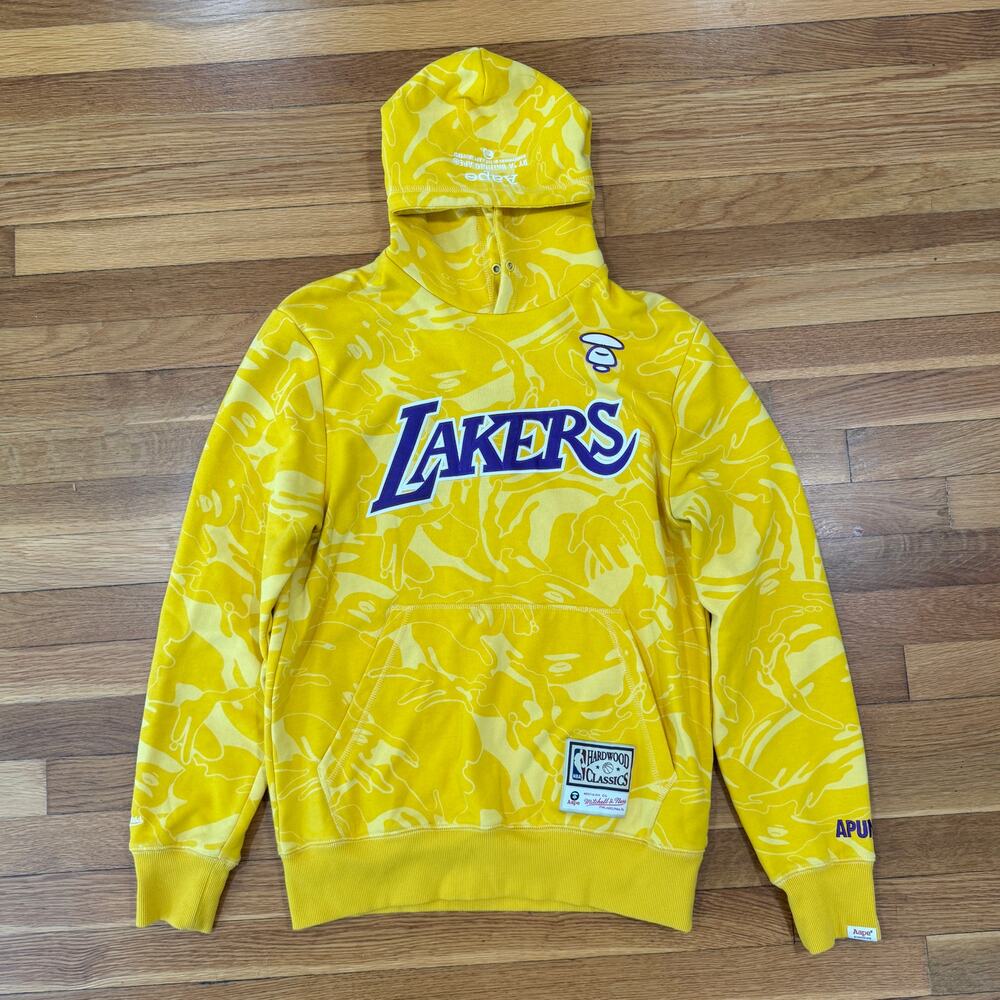 A Bathing Ape Los Angeles Lakers Hoodie Mens Medium Mitchell & Ness Bape Camo